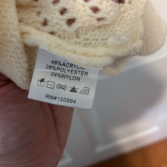 NWT Kaily K ~Ivory/black open knit V-neck sweater ~ sz Large - Picture 5 of 7